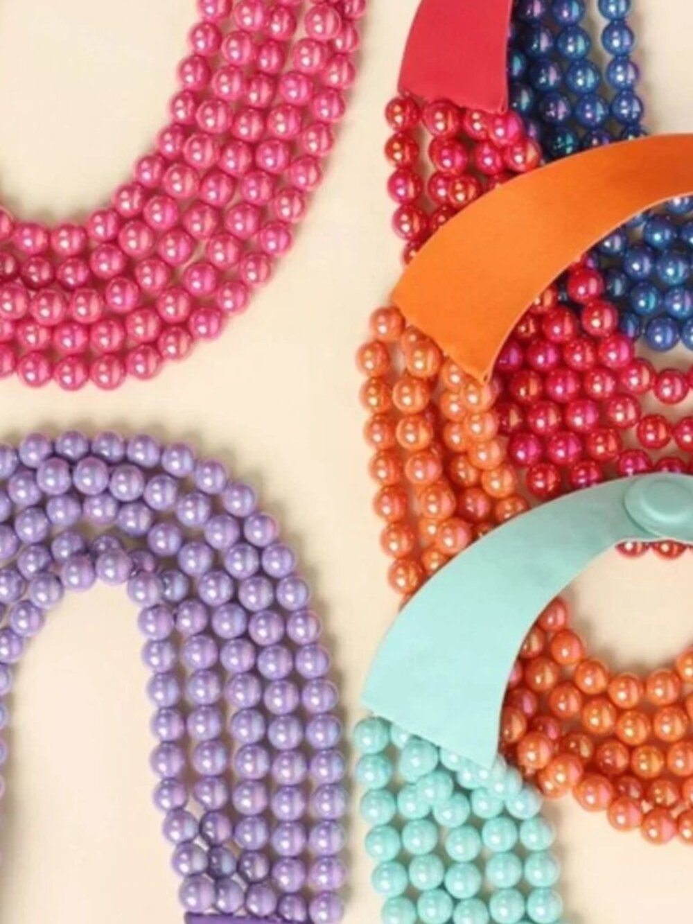 NEW 5 Row SHIMMER Beaded Magnetic Collar Bib Statement Pink Fuchsia Necklace - Picture 3 of 6